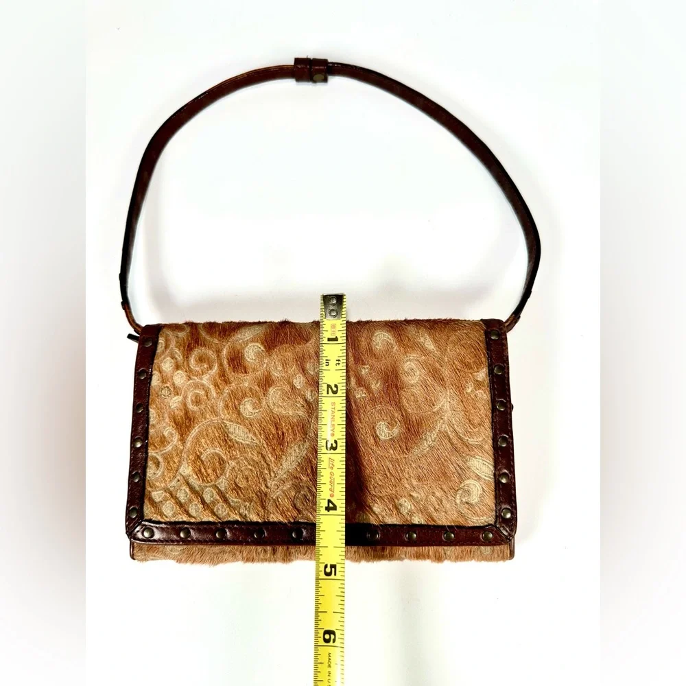 Isabella Fiore Brown Fur Floral  Patterned Women's Bag